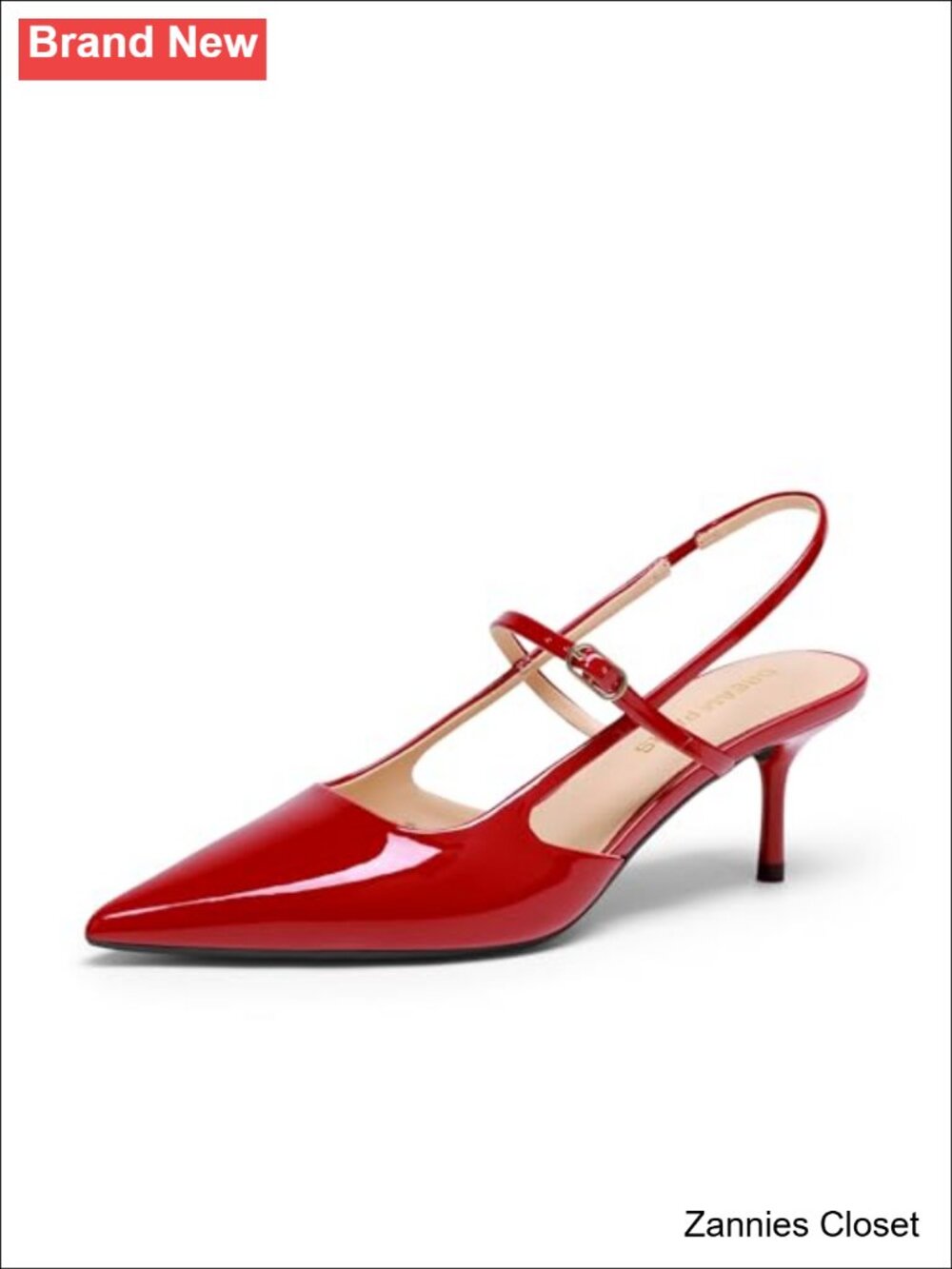 β¨ Women's Mary Jane Slingback Kitten Heels Pointed Toe Faux Leather Pumps